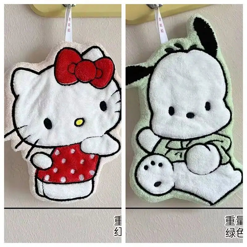 Hello Kitty My Melody Pochacco Cartoon Kawaii Hand Towel Water-Absorbent Coral Fleece Kitchen Decor Quick-Drying Kids Towel Gift