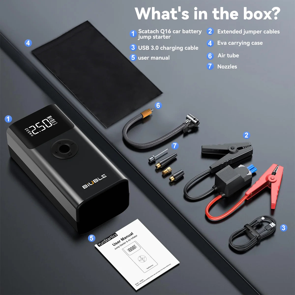 8000A Booster Battery 26800mAh Jump Starter (up to All Petrol, Diesel Engine 10.0L), with USB Charging Port, LED Light