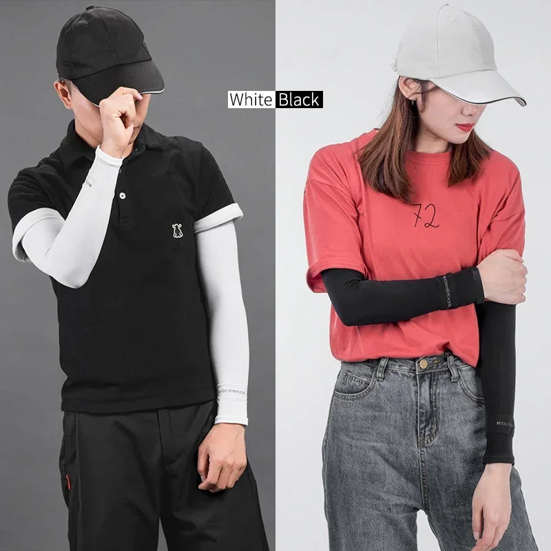 ROCKBROS Arm Sleeves Running Fishing Accessories Sunscreen Arm Cover Summer Cool Nylon Sleeves Outdoor Sports Cycling Equipment