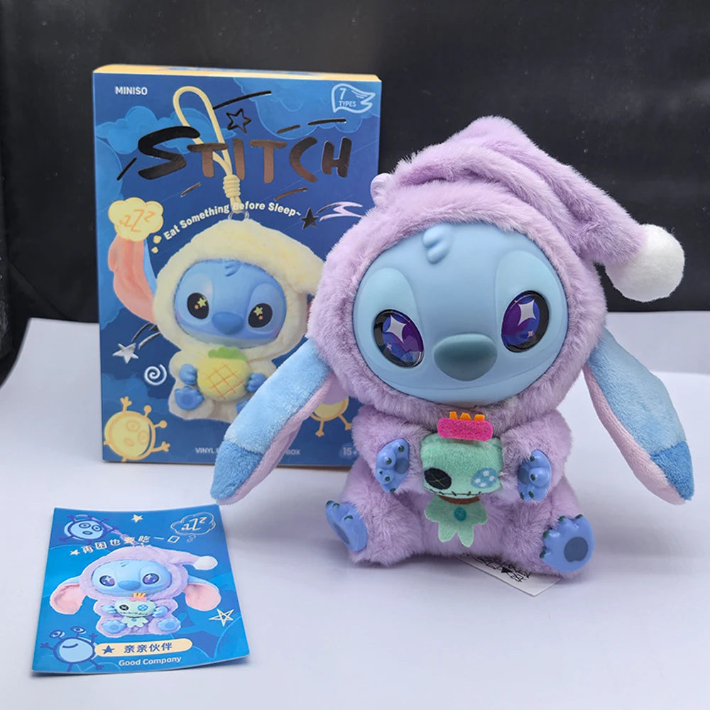 //* Stitch Eat Something Before Sleep Series Blind Box Plush Vinyl Toys Cute Doll Labu V3 Mystery Box Bag Pendant Decor Gift