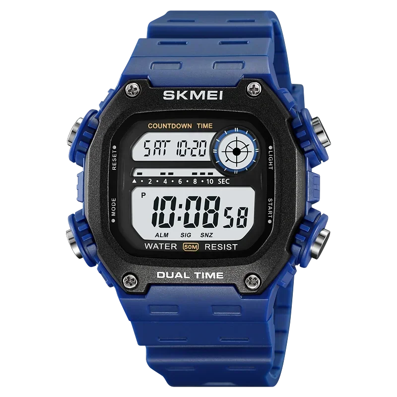 SKMEI Back Light Dightal Countdown Sport Watches Mens Fashion 5Bar Waterproof Stopwatch Wristwatch Alarm montre homme 2126