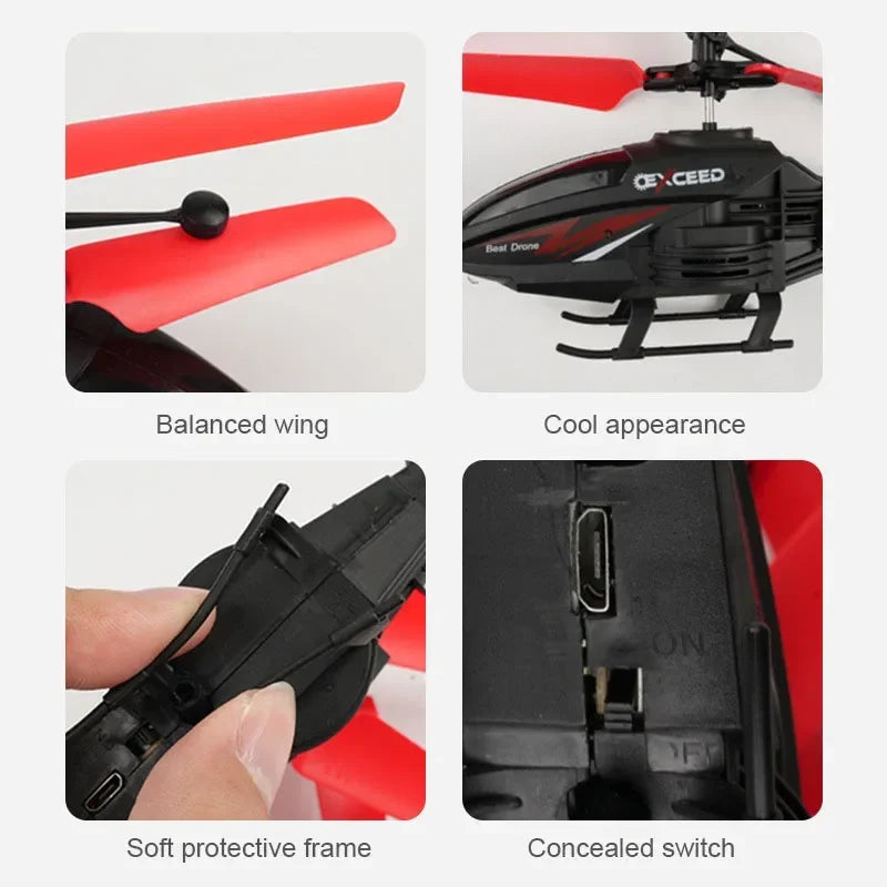 Crash Resistant Remote Control Aircraft Induction Helicopter Dual-mode Suspended Drone Toy with Lighting