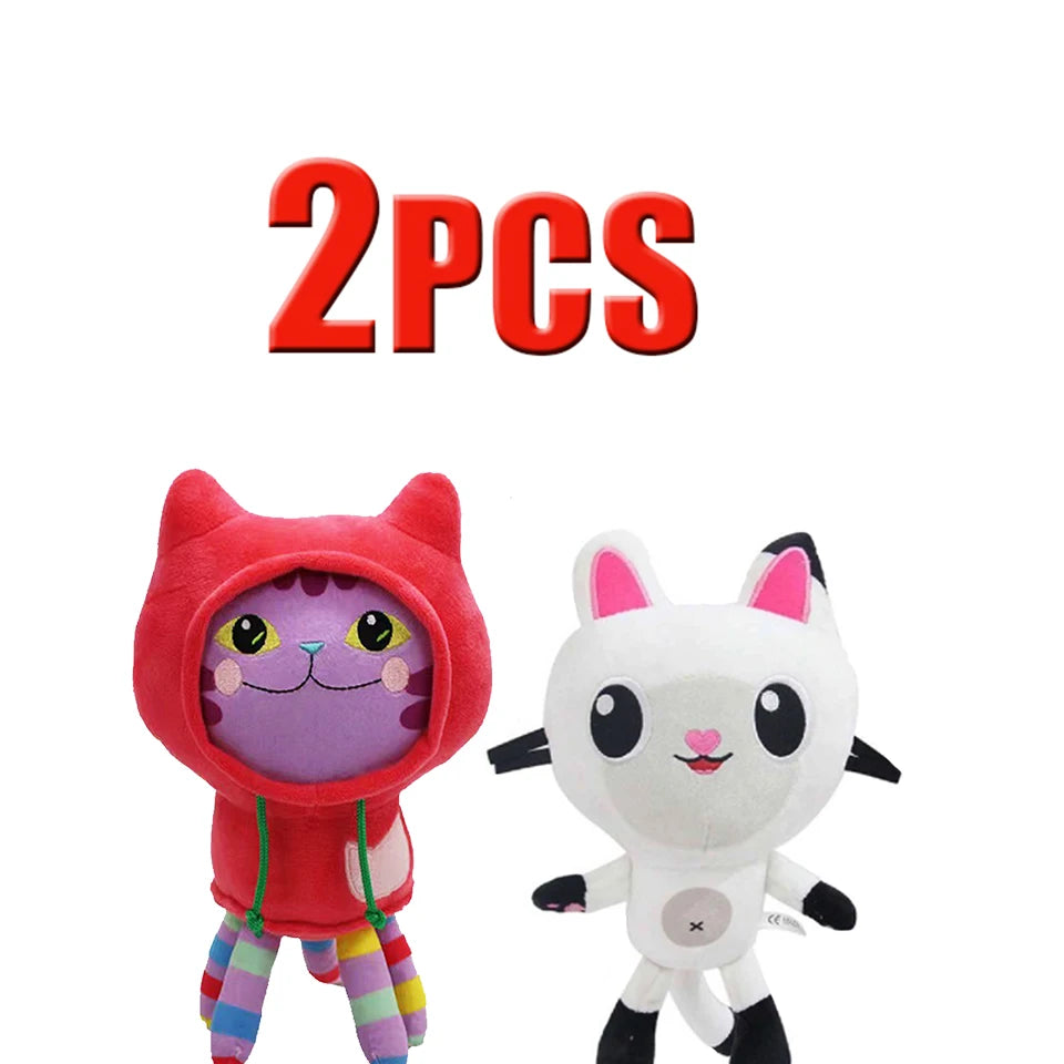 25cm 7-piece Gabby doll house plush toy cartoon stuffed animal mermaid cat mermaid plush doll children's Christmas gift