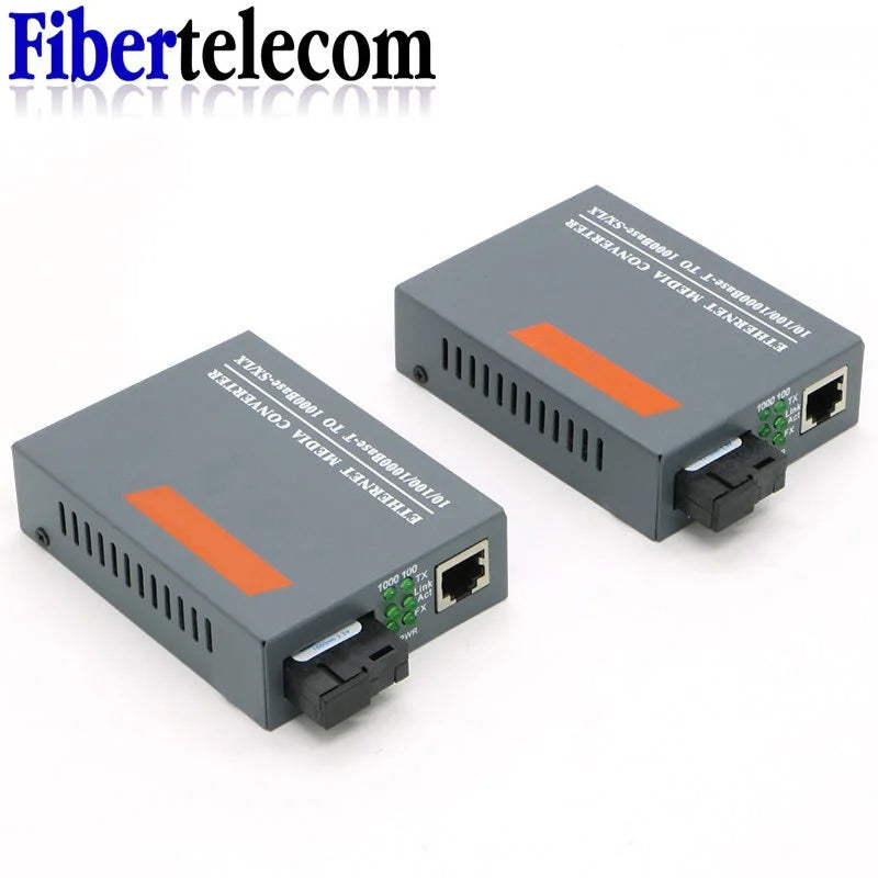 HTB-GS-03 Gigabit Fiber Optical Media Converter 10/100/1000Mbps Single Mode to RJ45 3KM/20KM UPC/APC SC-Port US Power Supply