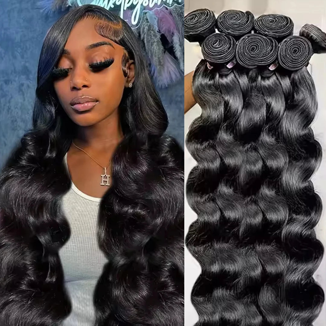 30 40Inch 3 4 Bundle Loose Body Wave Bundles 100% Unprocessed Human Hair 16A Raw Hair Bundles Extensions Brazilian Natural Black