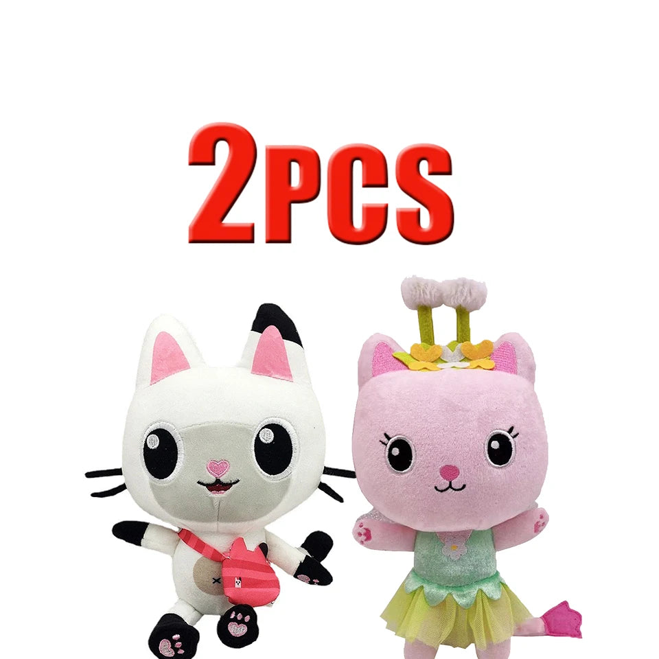 25cm 7-piece Gabby doll house plush toy cartoon stuffed animal mermaid cat mermaid plush doll children's Christmas gift