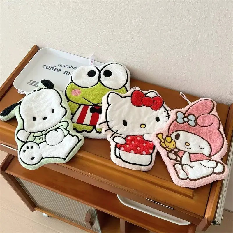 Hello Kitty My Melody Pochacco Cartoon Kawaii Hand Towel Water-Absorbent Coral Fleece Kitchen Decor Quick-Drying Kids Towel Gift