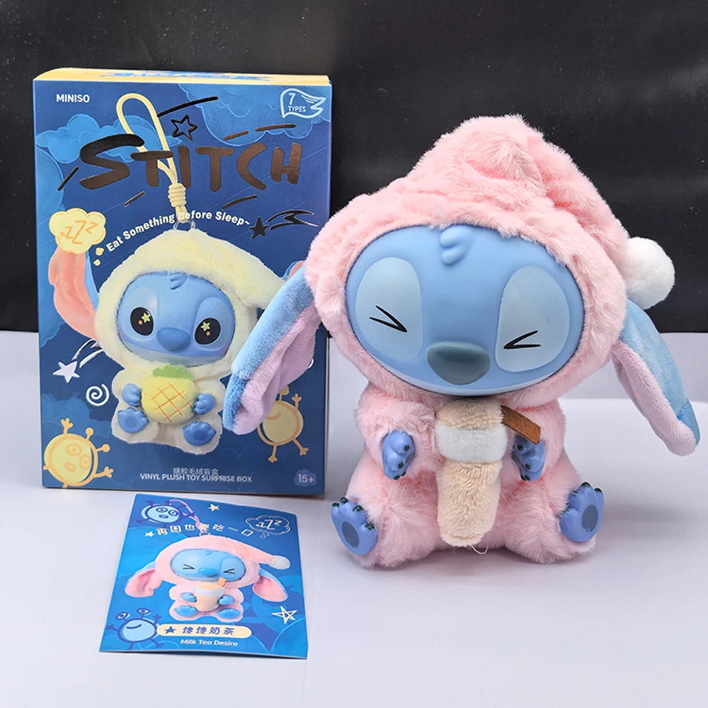 //* Stitch Eat Something Before Sleep Series Blind Box Plush Vinyl Toys Cute Doll Labu V3 Mystery Box Bag Pendant Decor Gift