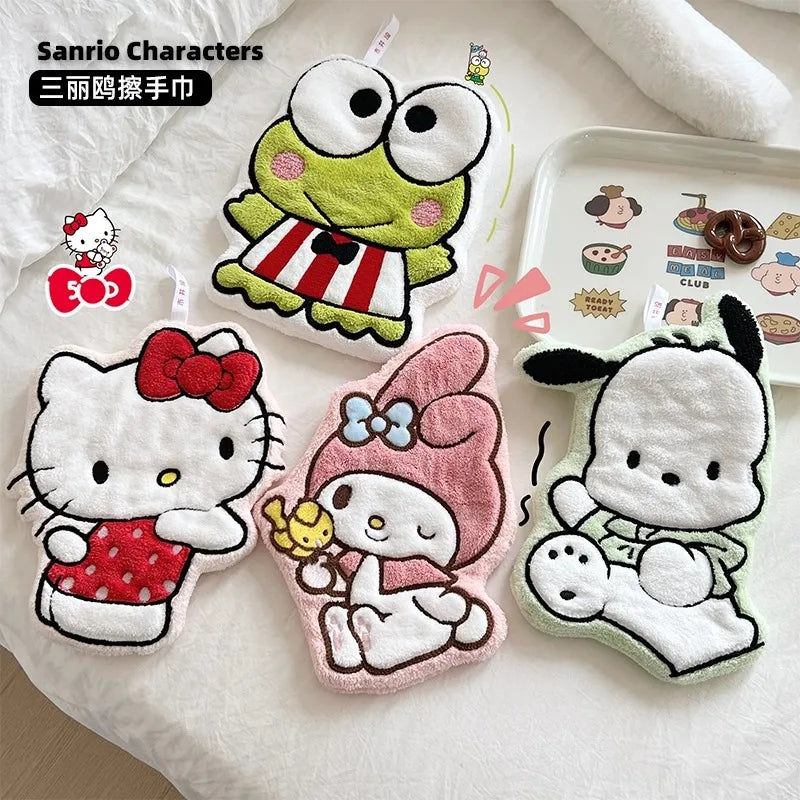 Hello Kitty My Melody Pochacco Cartoon Kawaii Hand Towel Water-Absorbent Coral Fleece Kitchen Decor Quick-Drying Kids Towel Gift