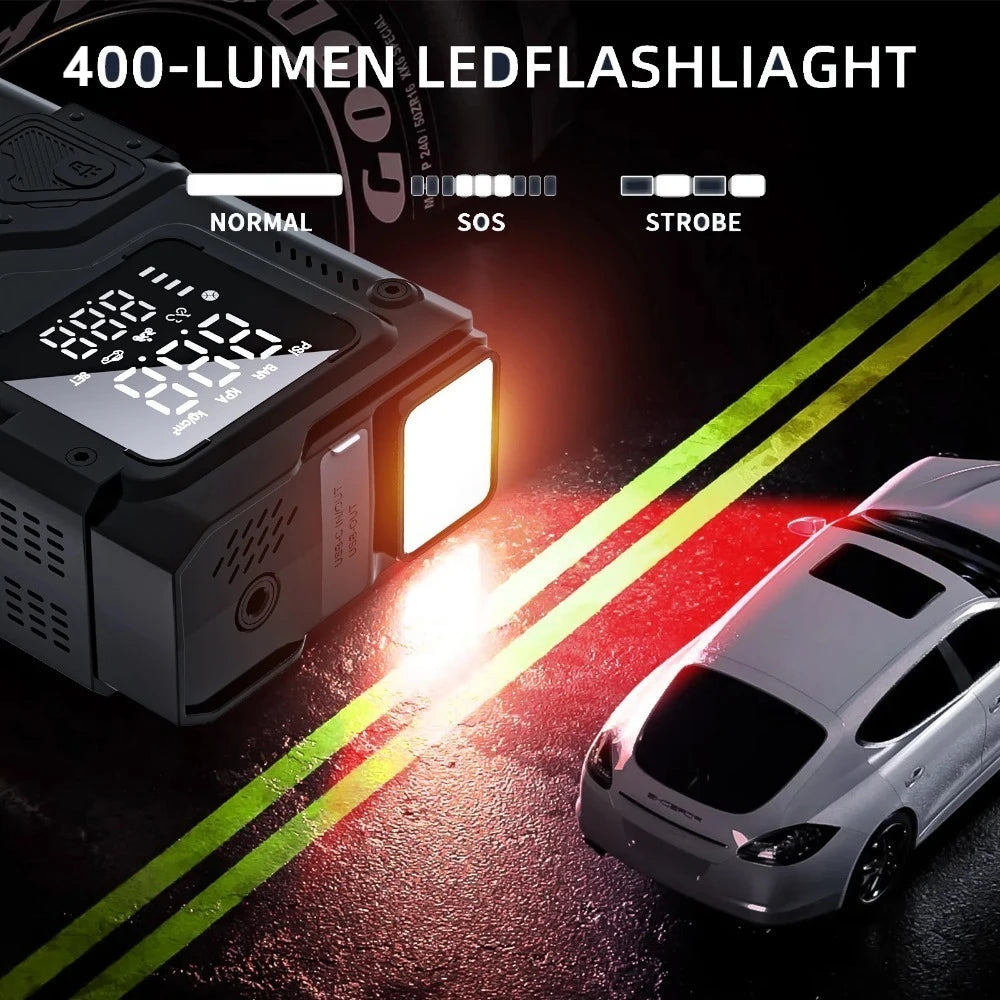 YINGBOOST Car Jump Starter with Air Pump Peak 5000A Booster &150PSI Tire Inflator with DC Power Cord Power Bank 400LM LED Light