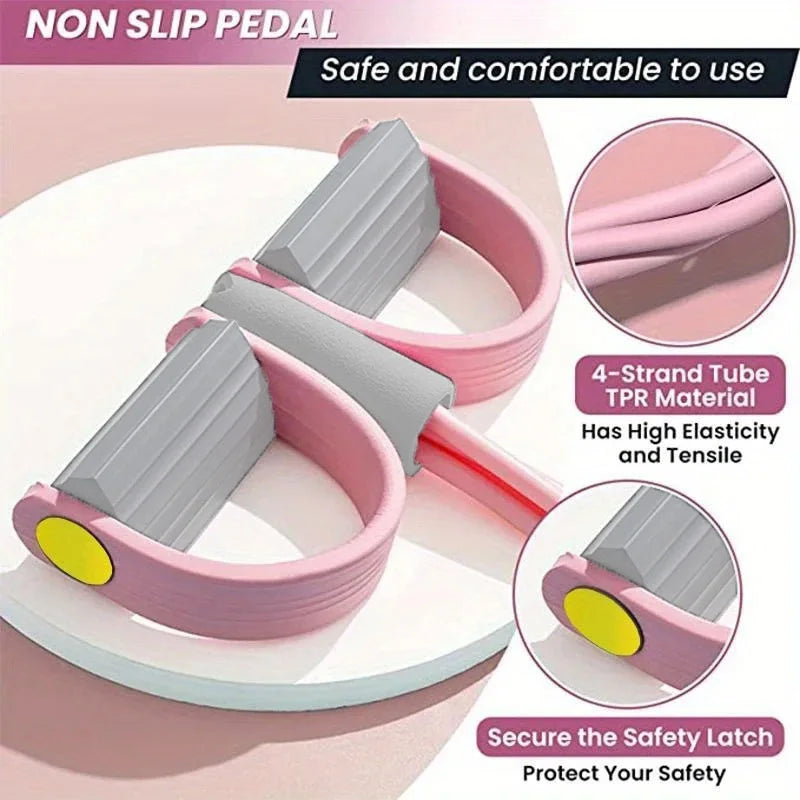 Non-Slip Foot Pedal Resistance Band (Sit-Up Assist) - Home Fitness Tool for Body Toning: Tight Waist, Slim Legs & Toned Arms