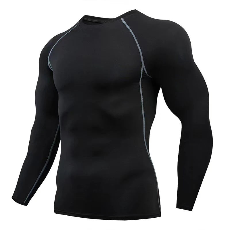 Winter Compression Running Sets Men Long Sleeve Shirt Basketball Fitness Gym Clothing Male Workout Muscle Top Tracksuit Fleece