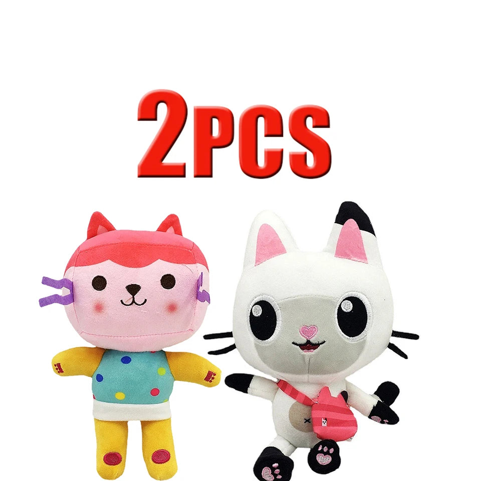 25cm 7-piece Gabby doll house plush toy cartoon stuffed animal mermaid cat mermaid plush doll children's Christmas gift