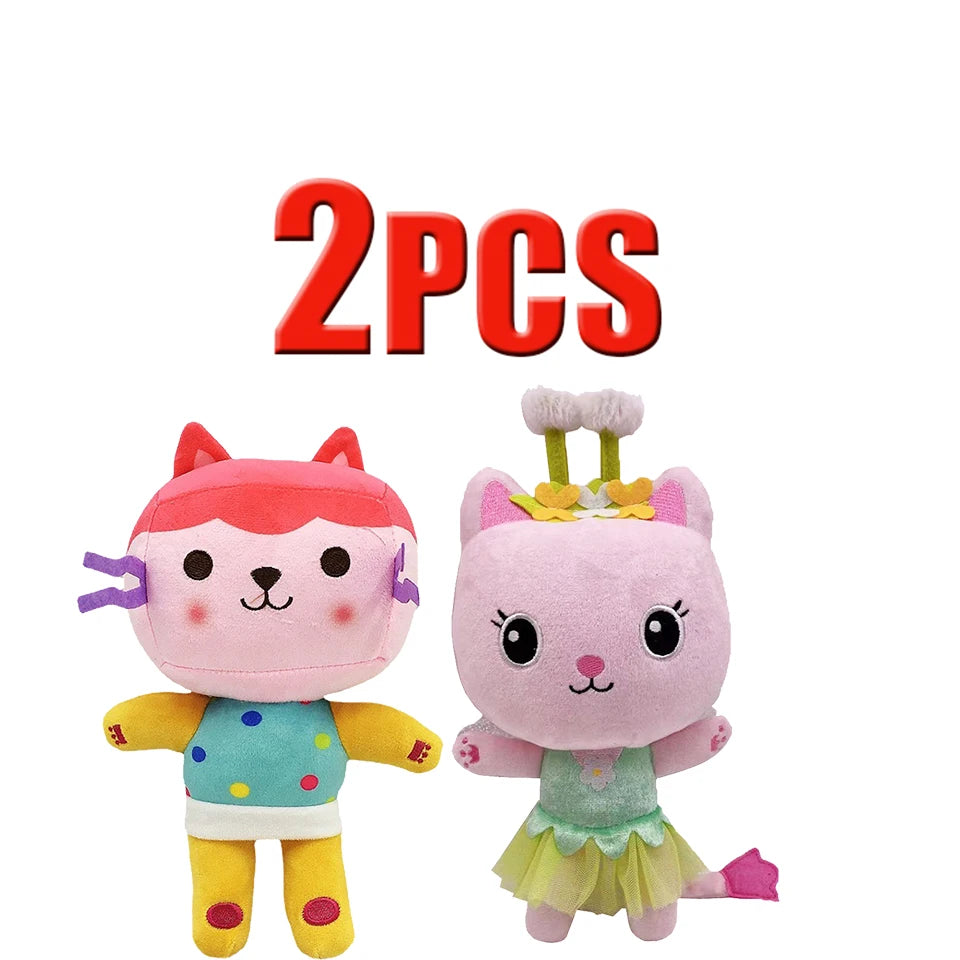 25cm 7-piece Gabby doll house plush toy cartoon stuffed animal mermaid cat mermaid plush doll children's Christmas gift