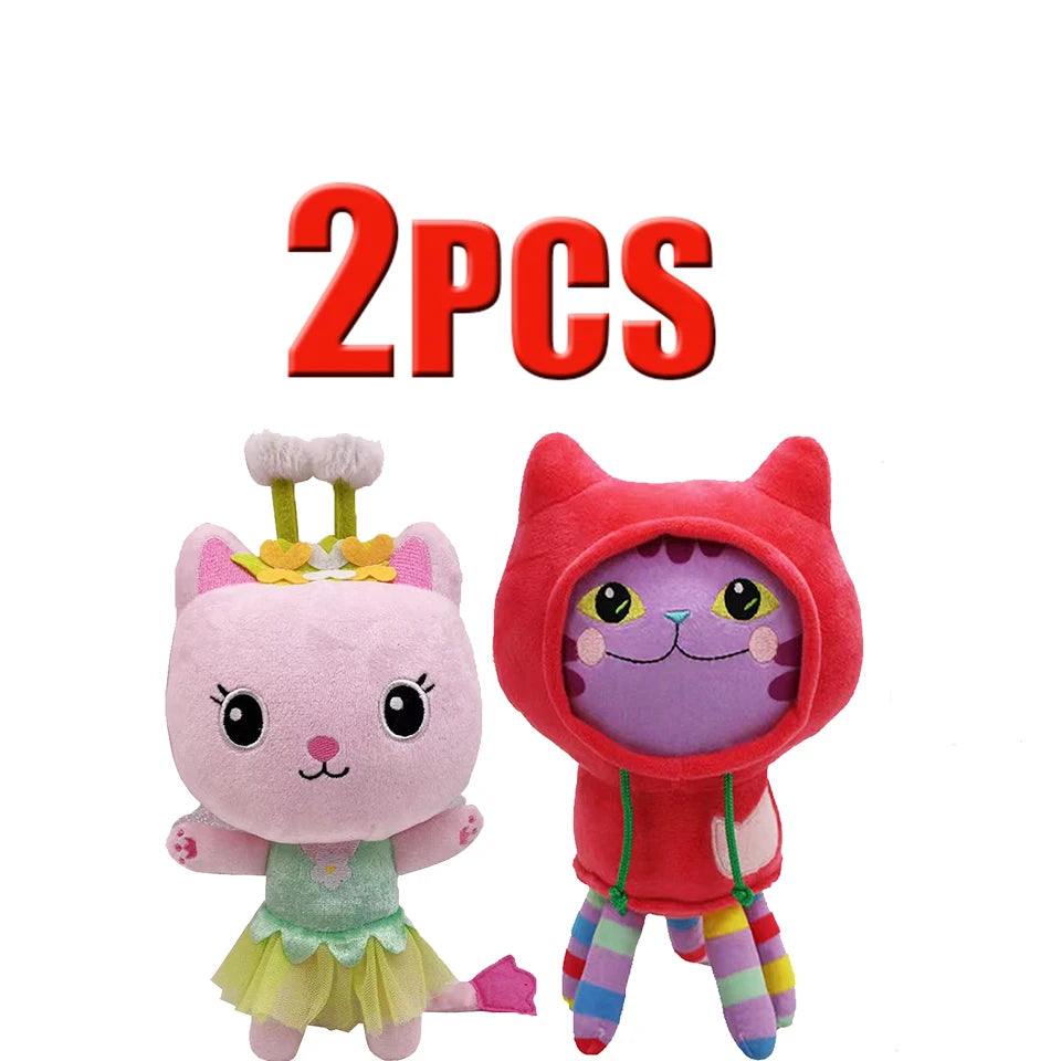 25cm 7-piece Gabby doll house plush toy cartoon stuffed animal mermaid cat mermaid plush doll children's Christmas gift