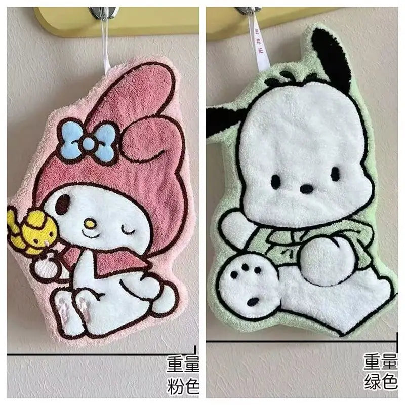 Hello Kitty My Melody Pochacco Cartoon Kawaii Hand Towel Water-Absorbent Coral Fleece Kitchen Decor Quick-Drying Kids Towel Gift