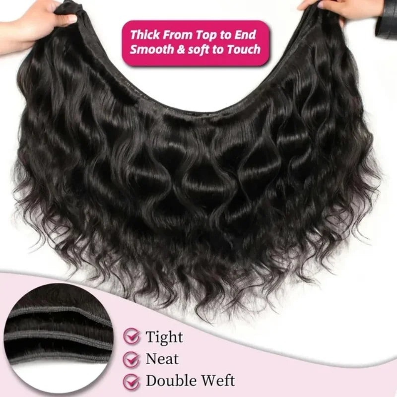 42 Inch Body Wave Bundles Human Hair Natural Black Brazilian Virgin Hair Weave 12A 100% Unprocessed Real Human Hair Extensisons