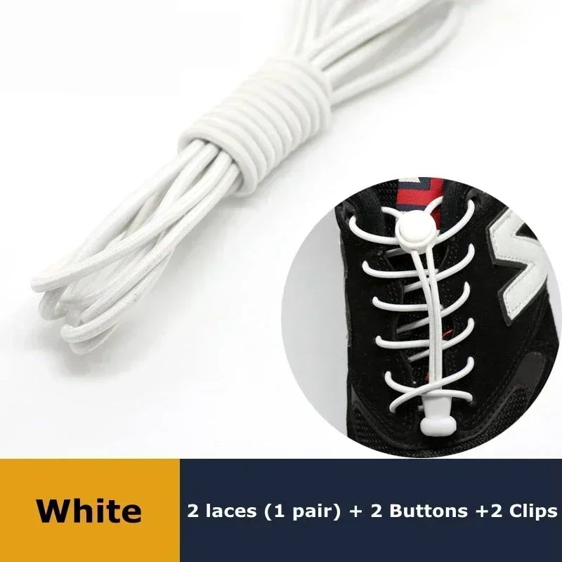 1Pair Elastic Shoelaces with Lock Sneaker No Tie Shoe Laces Stretching Lock Round Lock Lazy Quick Shoelace Hiking Shoestrings