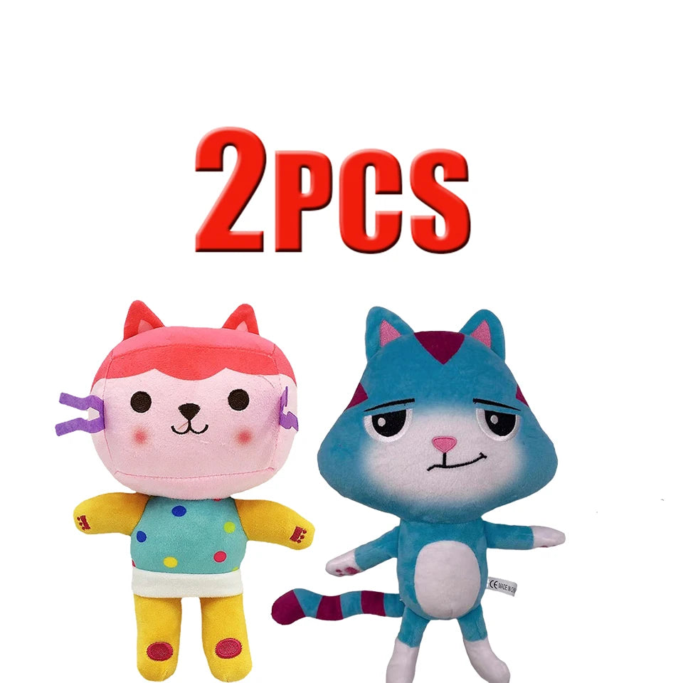 25cm 7-piece Gabby doll house plush toy cartoon stuffed animal mermaid cat mermaid plush doll children's Christmas gift