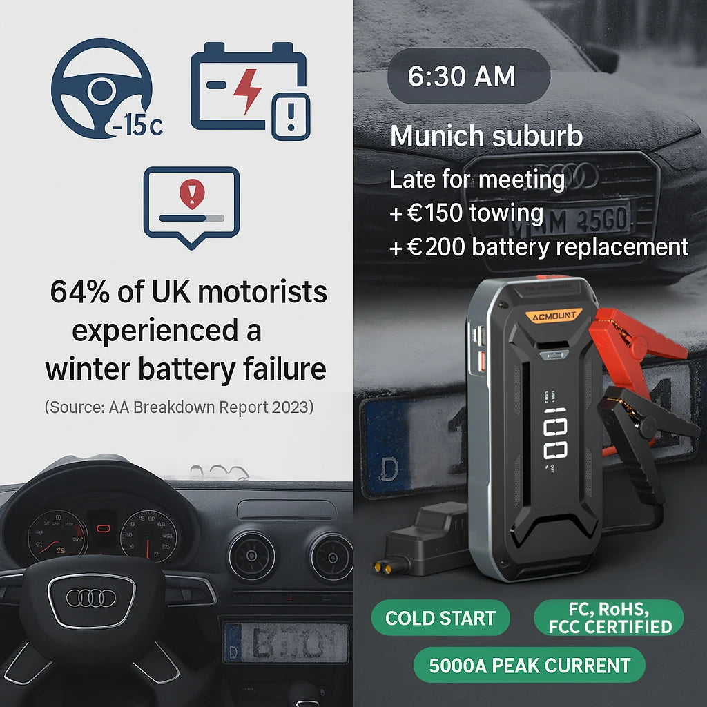 5000A Car Jump Starter, 12V Portable Battery Booster Power Bank for Gasoline & Diesel Vehicles Emergency Starting