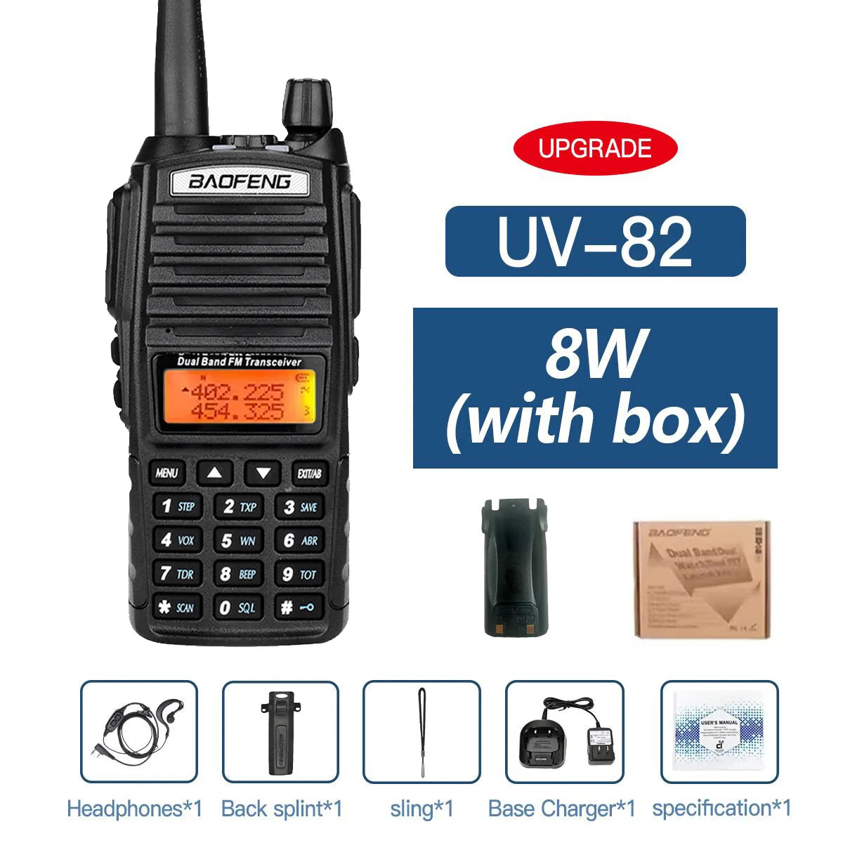 Baofeng UV-82 Dual PTT Walkie Talkie High Power 5W/8W  EU82X Dual Band  VHF UHF FM Amateur Radio Stati 10KM Lange  Ham CB Radio