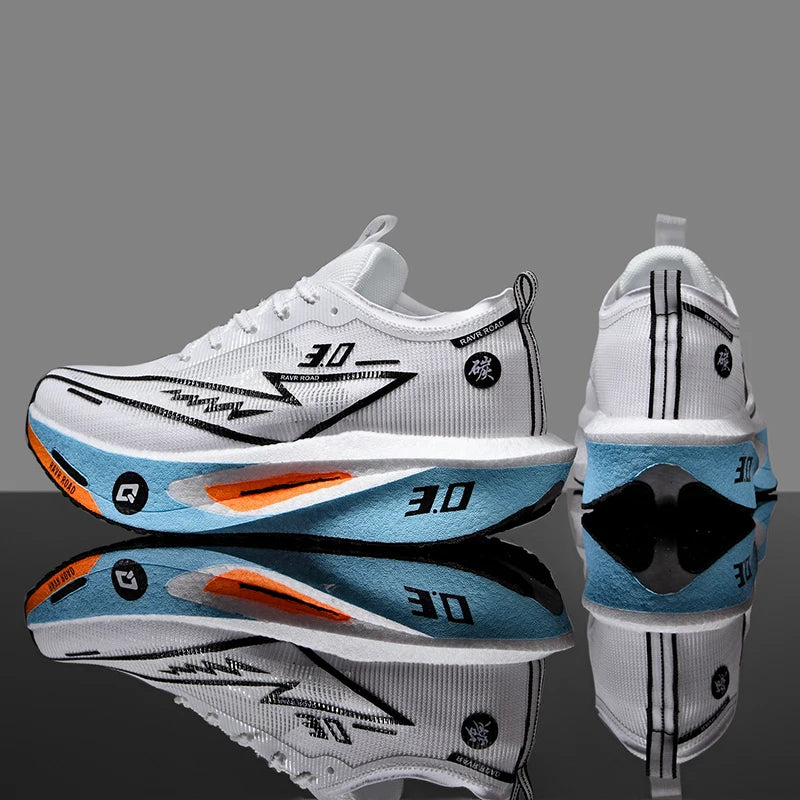 Men's Carbon Board Sneakers Anti-slip Cushioned Comfortable Racing Training Running Shoes Mesh Tennis Shoes Casual for Women
