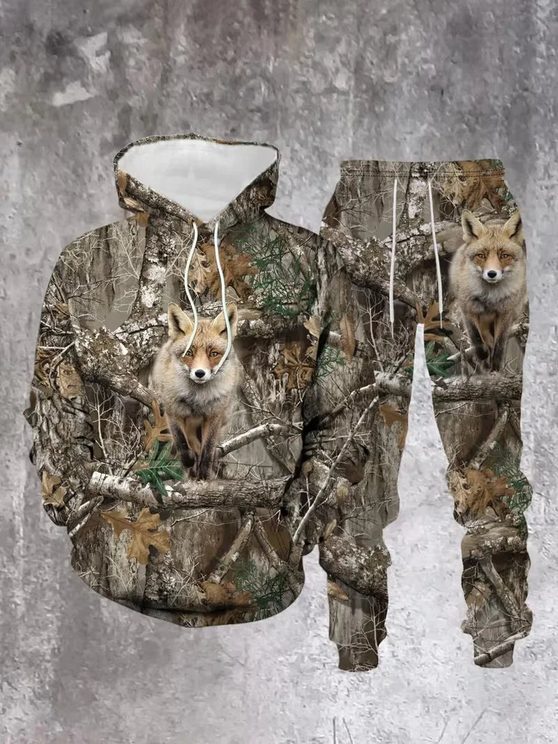 Hot-selling Camouflage Animal Hoodies For Man Suit Pants 3D Print Plant Series Sportswear Two-piece Casual Outdoor Sports Suit
