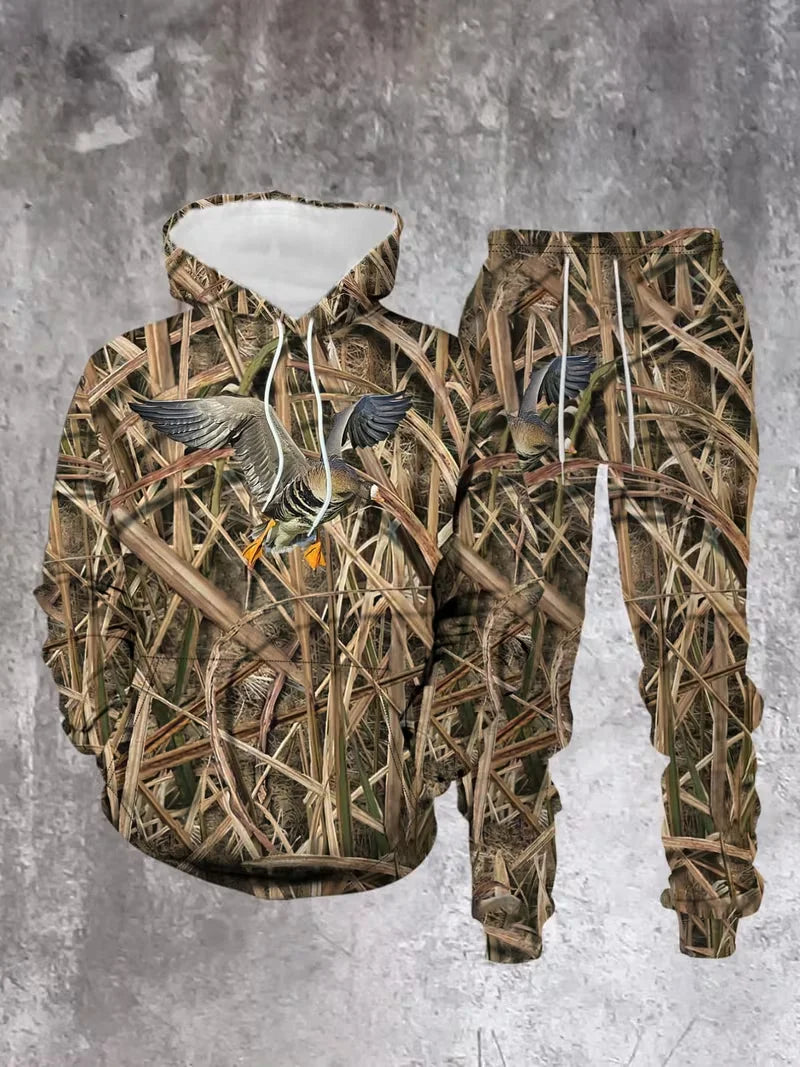 Hot-selling Camouflage Animal Hoodies For Man Suit Pants 3D Print Plant Series Sportswear Two-piece Casual Outdoor Sports Suit