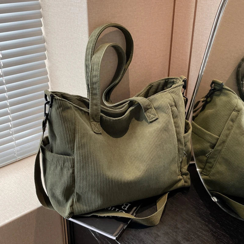Casual Multi Pocket Handbag Adjustable Strap Crossbody Sling Bag Zipper Shoulder Bag Fall Winter Bag
