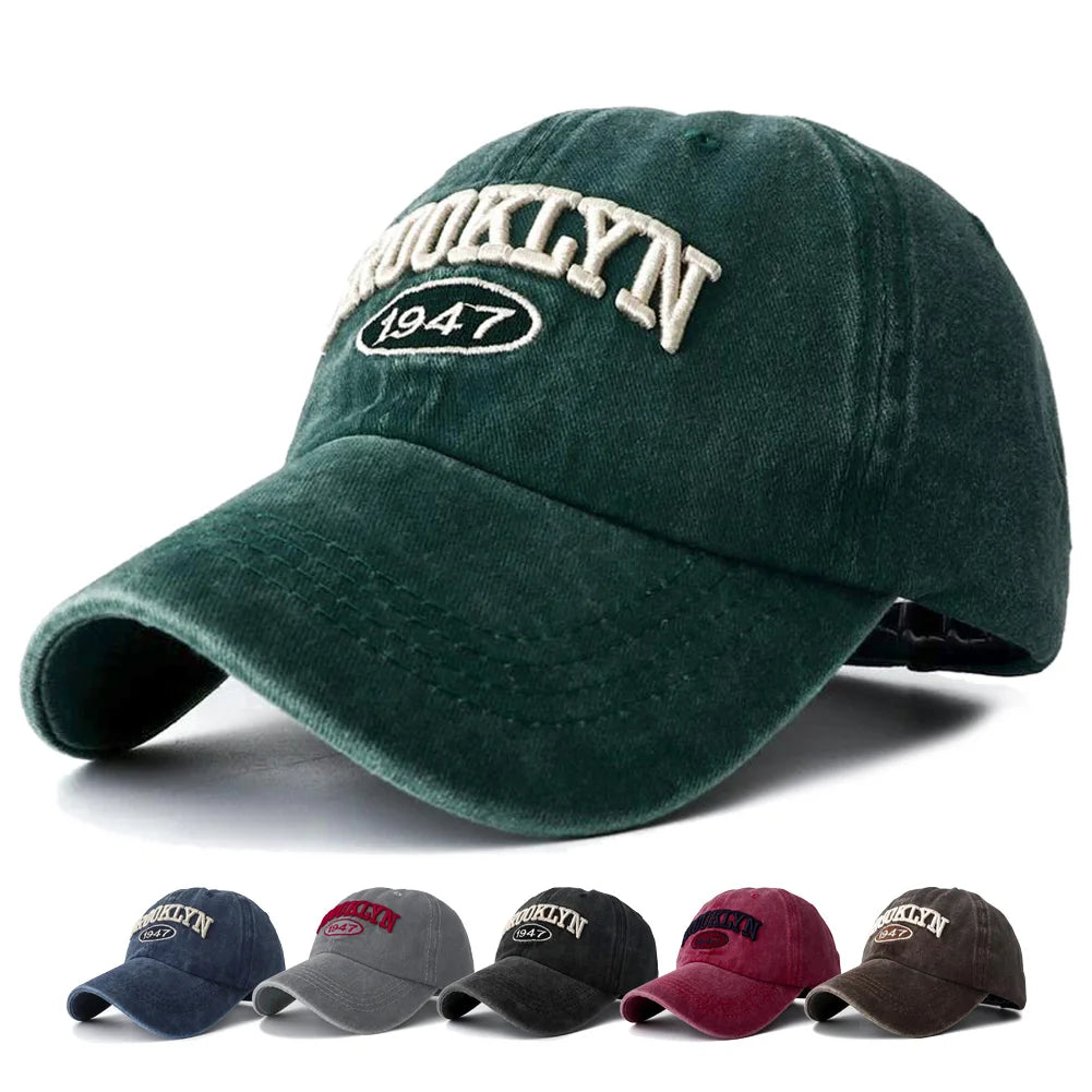 2025 High Quality Brooklyn Embroidery Snapback Hat for Men Vintage Black Green Washed Baseball Caps for Women Gorras Hombre