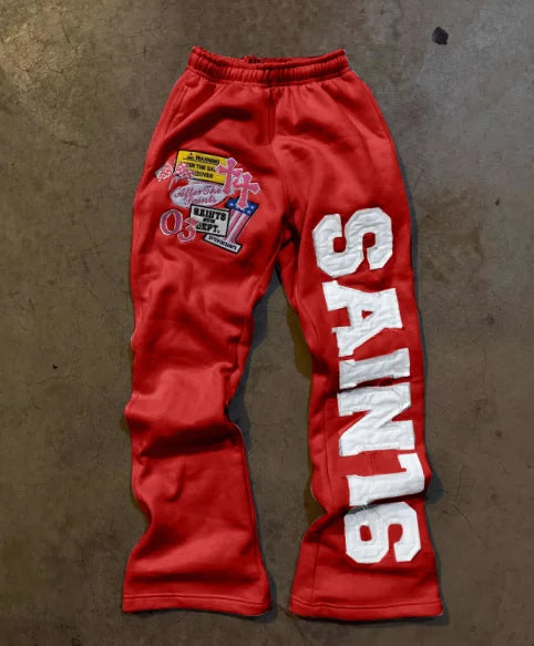 Loose straight-leg sport pants with sun-protective fur rings and double-waist sport sweatpants