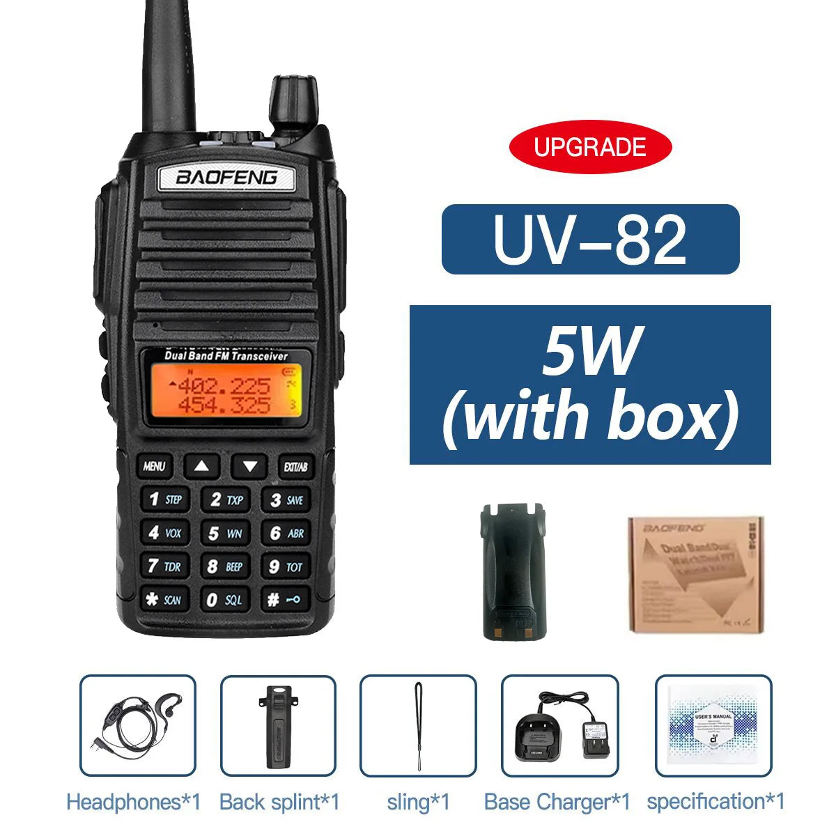 Baofeng UV-82 Dual PTT Walkie Talkie High Power 5W/8W  EU82X Dual Band  VHF UHF FM Amateur Radio Stati 10KM Lange  Ham CB Radio