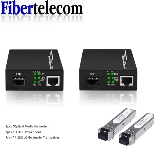 Gigabit SFP LC Multimode Module Fiber to RJ45 Ethernet Media Converter Fiber Optic Transceiver with 1.25G SFP LC Module
