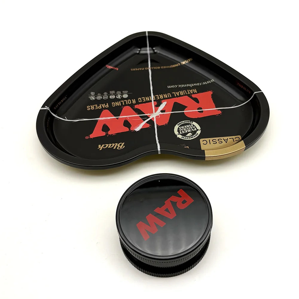 Love-Shaped Cigarette Tray Tobacco Metal Rolling Tray 16.5x18CM Plate 60MM Plastics Herb Grinder 2 layer Cigarette Spice Crusher