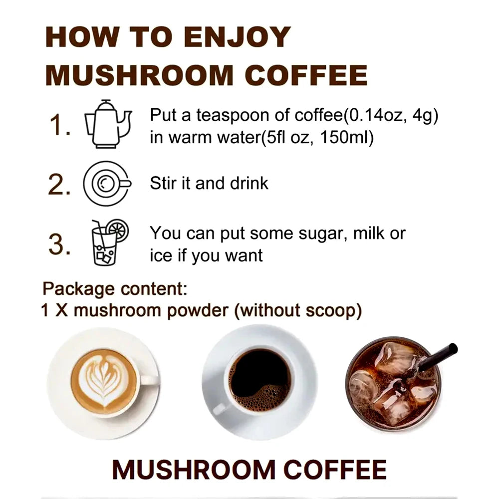 6-in-1 Organic Mushroom Powder - for Brain Health, Improved Focus, Fatigue Resistance and Digestive Support