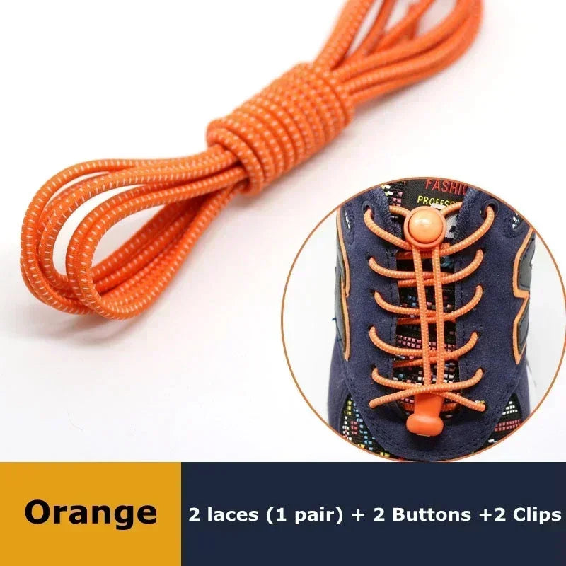 1Pair Elastic Shoelaces with Lock Sneaker No Tie Shoe Laces Stretching Lock Round Lock Lazy Quick Shoelace Hiking Shoestrings