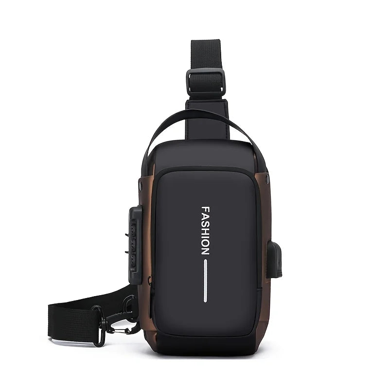 Durable Oxford Fabric Men's Sling Bag - Stylish Motorcycle Crossbody Chest Pack with Phone Pocket, Zip Closure for Daily Commute