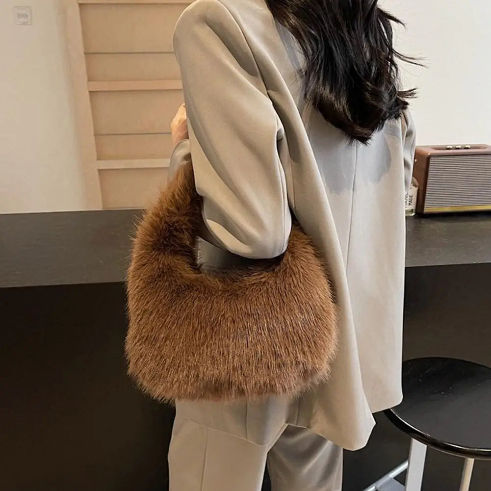 Autumn Winter New Trend Women's Fuzzy Bag High-End Niche Plush Handbag Mini Clutch Soft plush Shoulder Bag