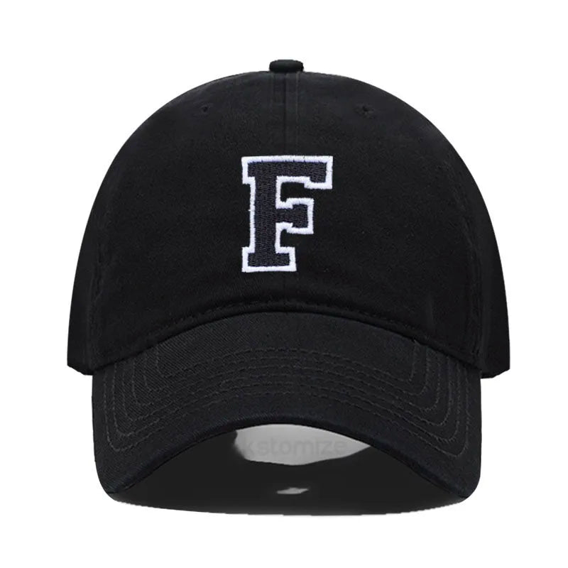 Initial Letter A-Z Embroider Baseball Cap For Men Womne High Quality Soft Cotton Fashion Team Sport Visors Snapback Caps