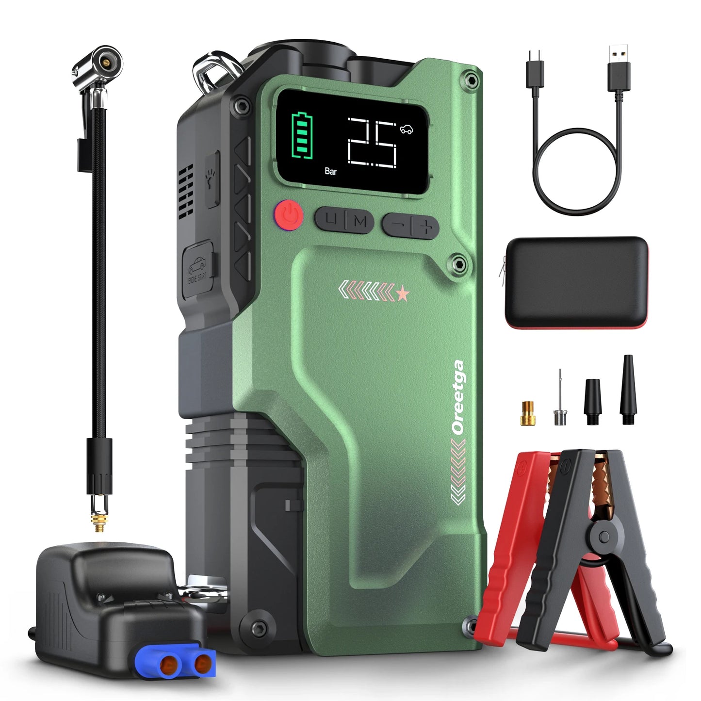 6000A Jump Starter With Air Compressor, 5 In 1 Function Jump Box 150PSl JumpStarter Battery Pack With Digital Tire Inflator,