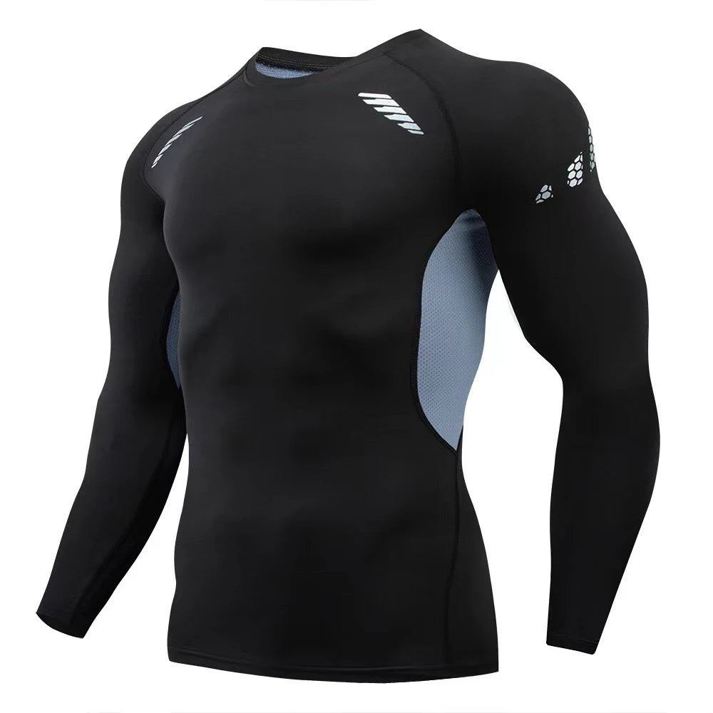 Winter Compression Running Sets Men Long Sleeve Shirt Basketball Fitness Gym Clothing Male Workout Muscle Top Tracksuit Fleece