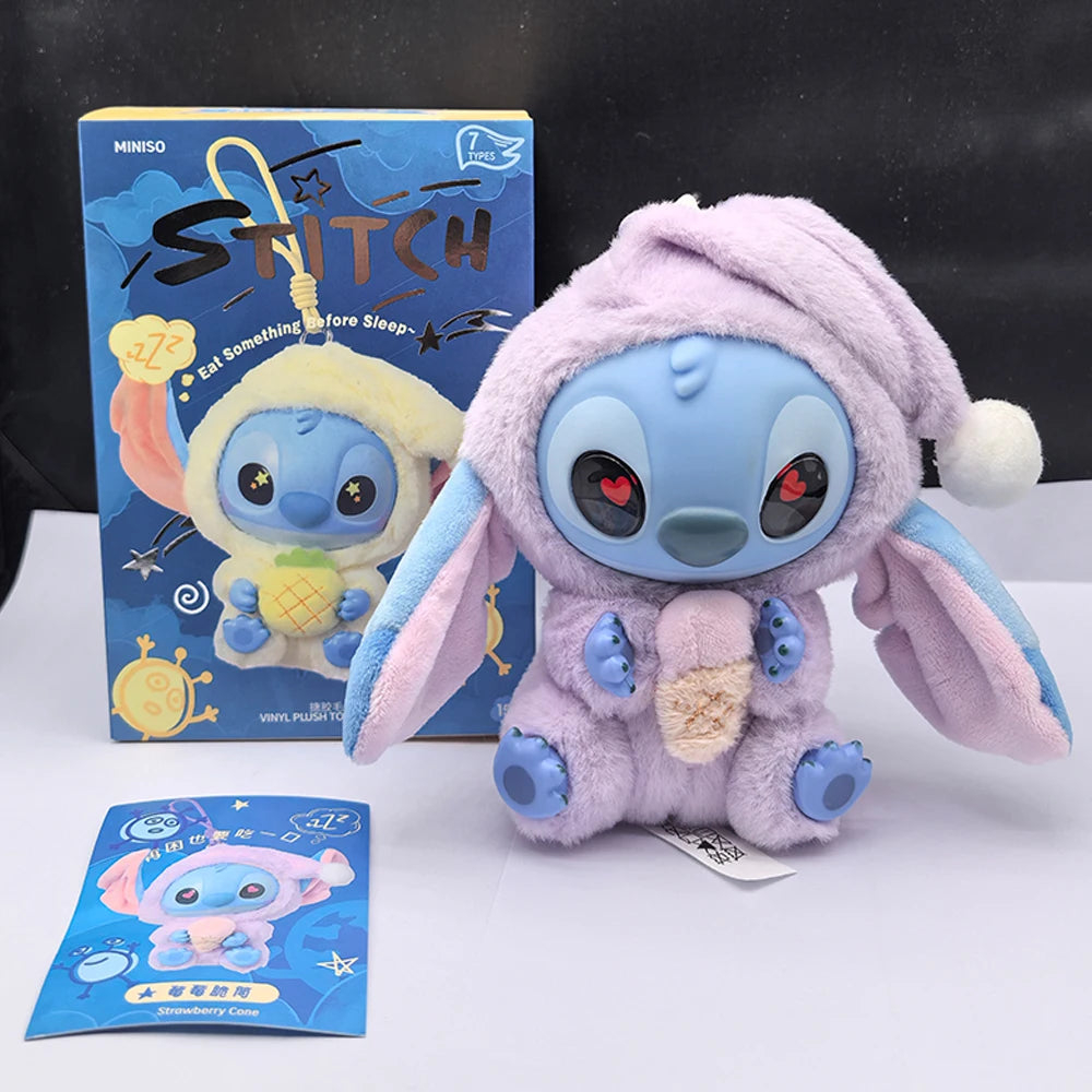 //* Stitch Eat Something Before Sleep Series Blind Box Plush Vinyl Toys Cute Doll Labu V3 Mystery Box Bag Pendant Decor Gift