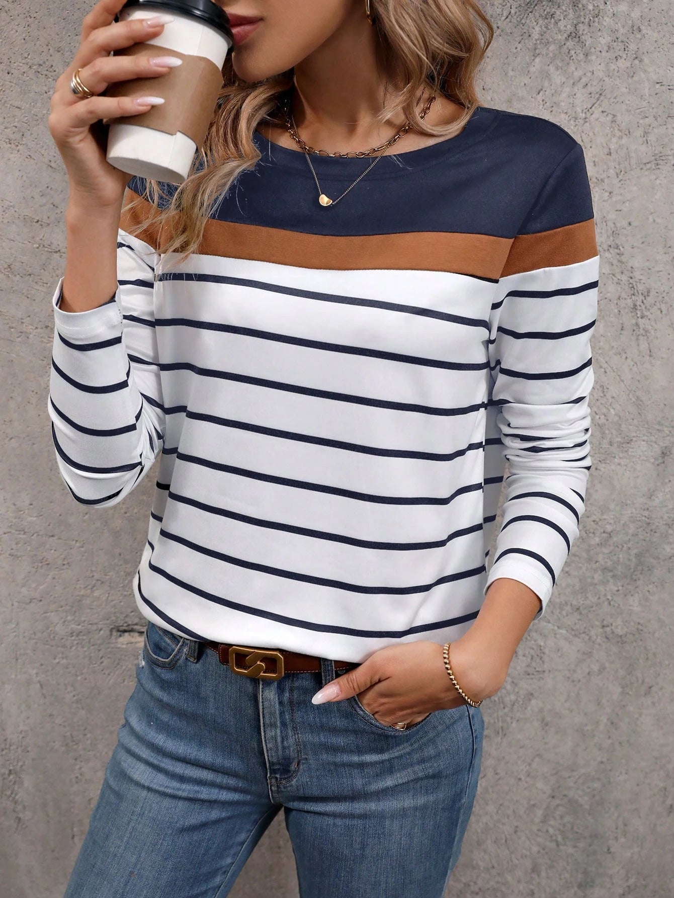 Stripe Color Block 3d Print Long SleeveT-Shirt Casual Women's Clothing Long Sleeve T-shirt Fashion Oversized Tops Tees Female