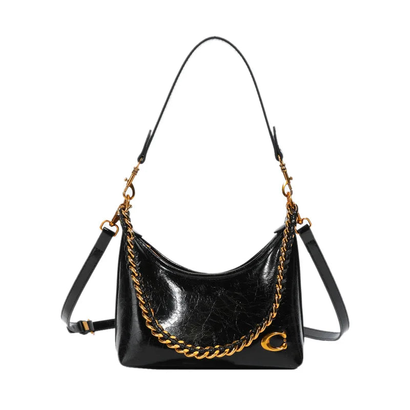 Spacious Simple Stylish Chain Single Shoulder Underarm Bag Fall Winter New Style Vintage Unique Slant Bag for Work