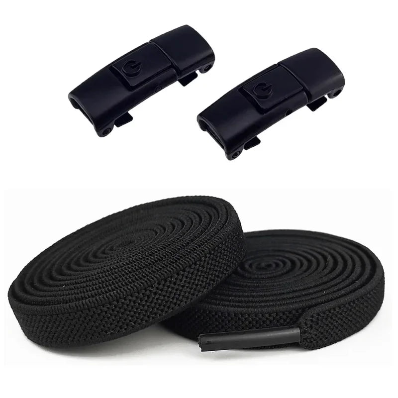 No Tie Shoe Laces Press Lock Shoelaces Without Ties Elastic Laces Sneaker Kids Adult 8MM Widened Flat Shoelace for Shoes