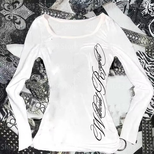 Kawaii Cute Girls pattern Women Clothing Tops Retro Harajuku Long sleeves Streetwear Fashion Y2k Style Print tops 2000s Summer