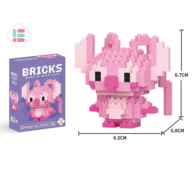 Disney LiLo Stitch Toys Building Blocks  Pikechu lega Anime Cartoon Character Model Building Blocks Toy for children Gift