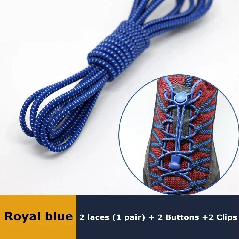 1Pair Elastic Shoelaces with Lock Sneaker No Tie Shoe Laces Stretching Lock Round Lock Lazy Quick Shoelace Hiking Shoestrings