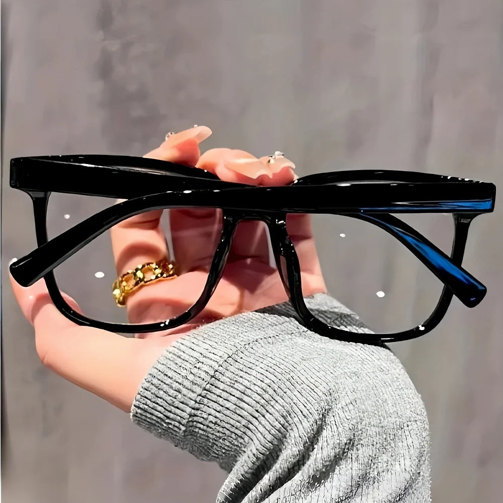 3 pairs of universal fashion glasses, square-framed glasses, fashionable campus style, clear black frame, back to school