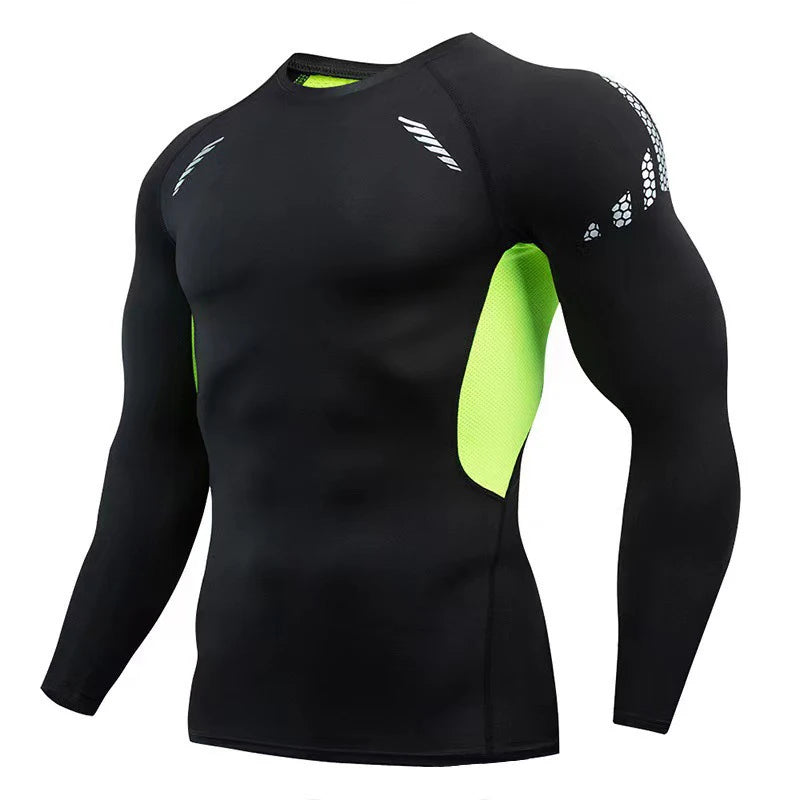 Winter Compression Running Sets Men Long Sleeve Shirt Basketball Fitness Gym Clothing Male Workout Muscle Top Tracksuit Fleece